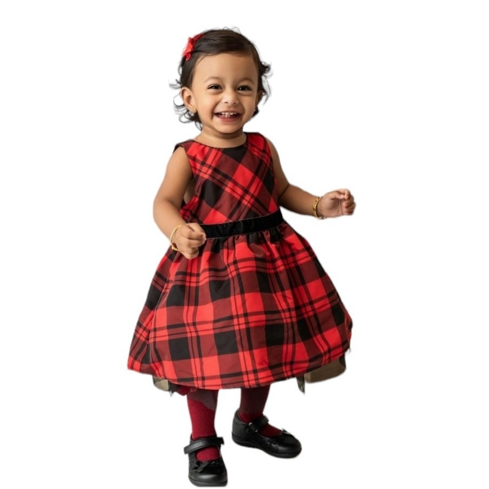 Cat & Jack Plaid Party  dress Red & Black Size 18M